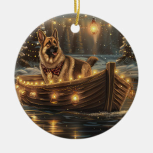 Schäferhund Julfestlig resa Julgransprydnad Keramik