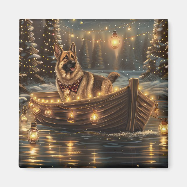 Schäferhund Julfestlig resa Magnet (Framsidan)