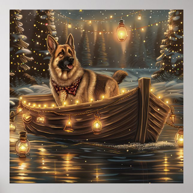 Schäferhund Julfestlig resa Poster (Framsidan)