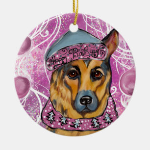 Schäferhund julgransprydnad keramik
