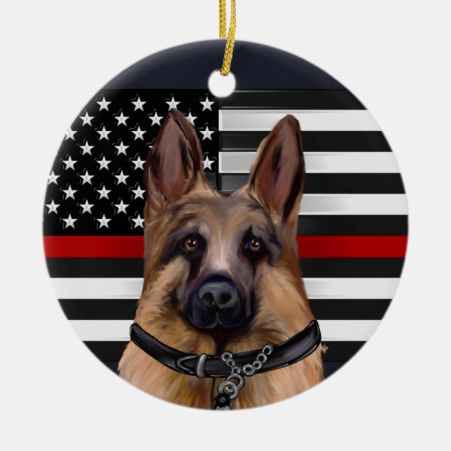 Schäferhund Julgransprydnad Keramik (Framsidan)