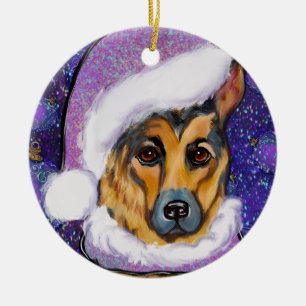 SCHÄFERHUND JULGRANSPRYDNAD KERAMIK