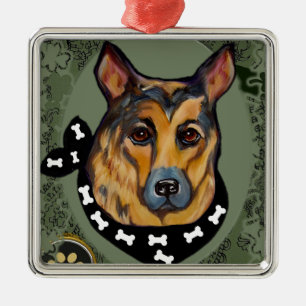 SCHÄFERHUND JULGRANSPRYDNAD METALL
