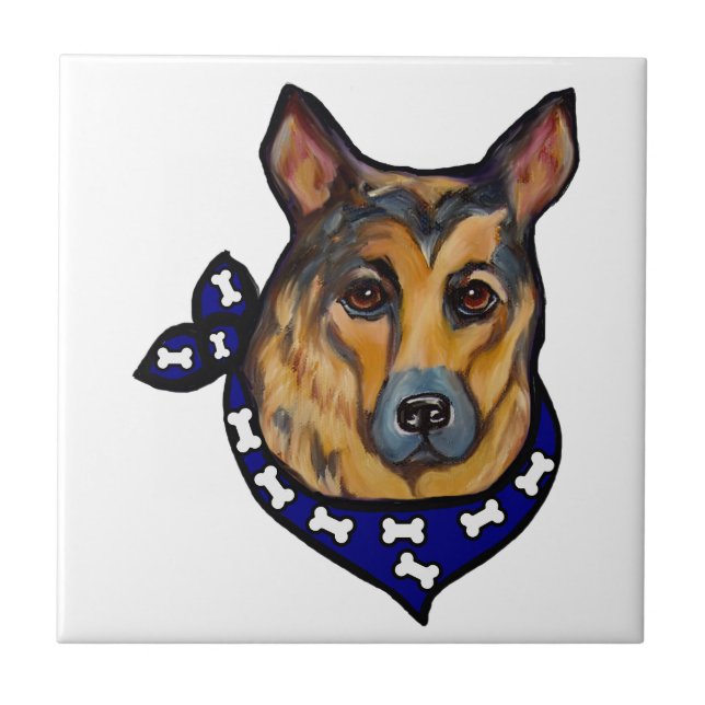 SCHÄFERHUND KAKELPLATTA (Framsidan)