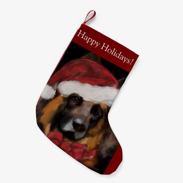 SCHÄFERHUND  LITEN JULSTRUMPA (Framsidan (Hängande))