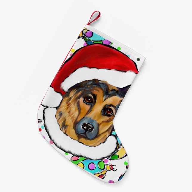 SCHÄFERHUND LITEN JULSTRUMPA (Framsidan (Hängande))