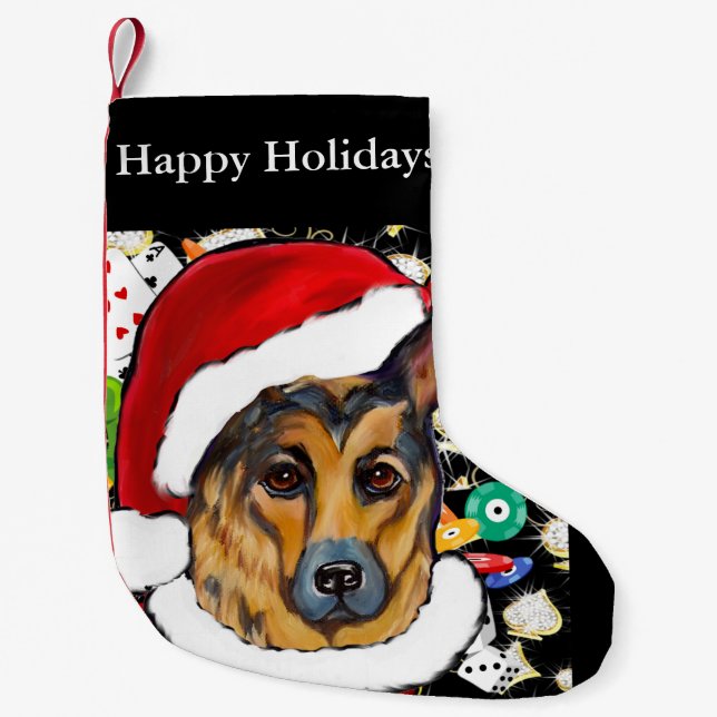 SCHÄFERHUND  LITEN JULSTRUMPA (Framsidan)
