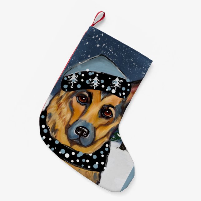 Schäferhund        liten julstrumpa (Framsidan (Hängande))