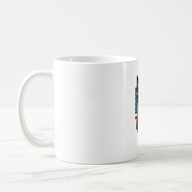Schäferhund med amerikansk flagga  kaffemugg (Vänster)