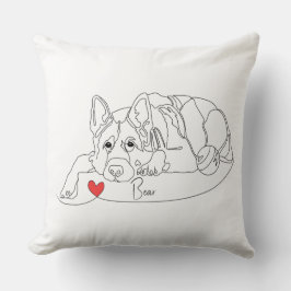 Schäferhund med boll Linjekonst med namn Kudde