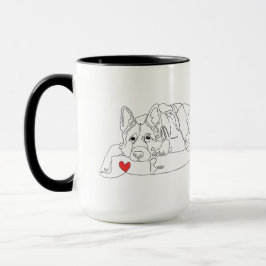 Schäferhund med boll Linjekonst med namn Mugg