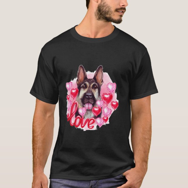 Schäferhund Med Hjärtans Kärlek T Shirt (Framsida)
