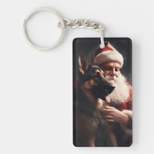 Schäferhund med Tomte Festlig Jul