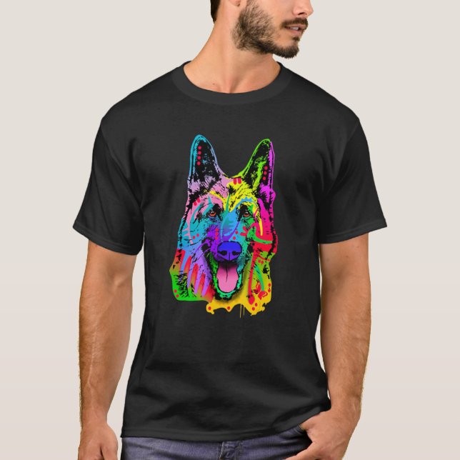 Schäferhund Neon Shepherd Shepherd T Shirt (Framsida)