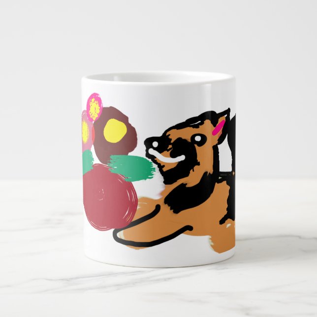 Schäferhund och blommor  bra  jumbo mugg (Framsidan)