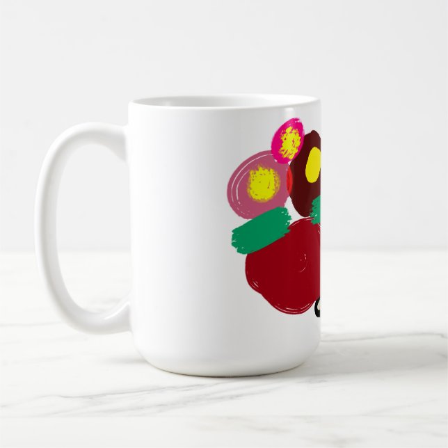 Schäferhund och blommor  bra  kaffemugg (Vänster)