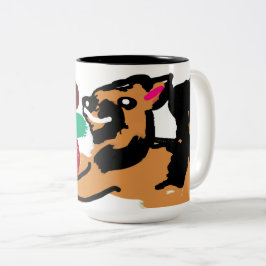 Schäferhund och blommor bra Två-Tonad mugg