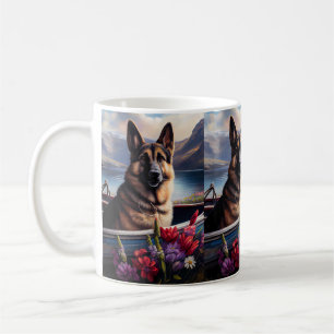 Schäferhund på paddel: Ett naturskönt äventyr Kaffemugg