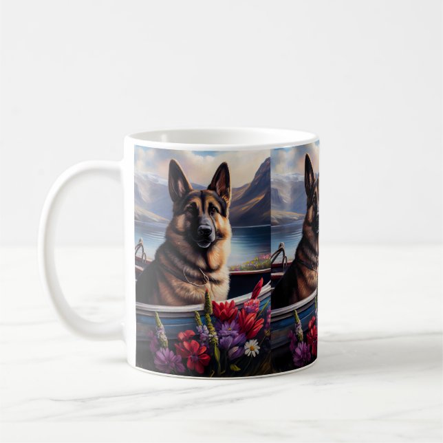 Schäferhund på paddel: Ett naturskönt äventyr Kaffemugg (Vänster)