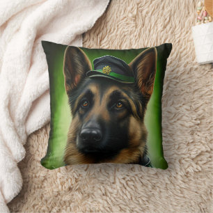Schäferhund på St. Patrick's Day-dräkt Kudde