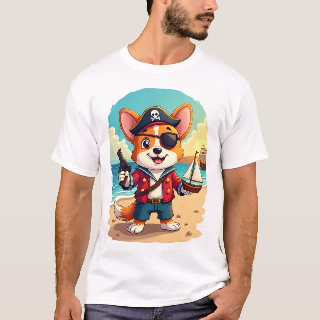 Schäferhund Pirat T Shirt (Framsida)