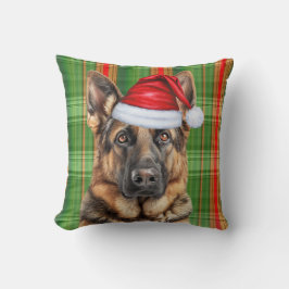 Schäferhund Röd Grön Holiday Rutig Jul Kudde