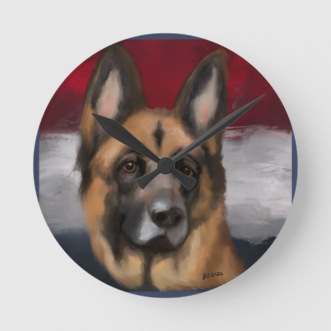 Schäferhund    rund klocka (Framsida)