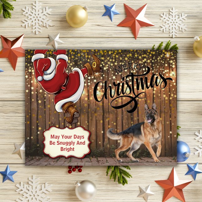 Schäferhund Santa Jul Postkort Helg Vykort (German Shepherd Santa Christmas Postcard)