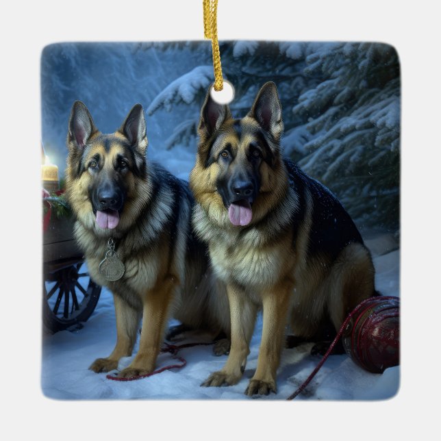 Schäferhund Snig Sleigh Juldekoration (Framsida)