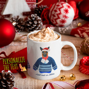 Schäferhund som bär ful jultröja hundälskare kaffemugg