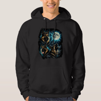 Schäferhund som ylar mot månen hoodie