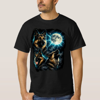 Schäferhund som ylar mot månen t shirt