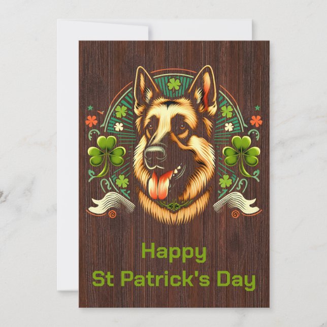 Schäferhund St Patricks Day Vallhund Hund Present Julkort (Framsida)