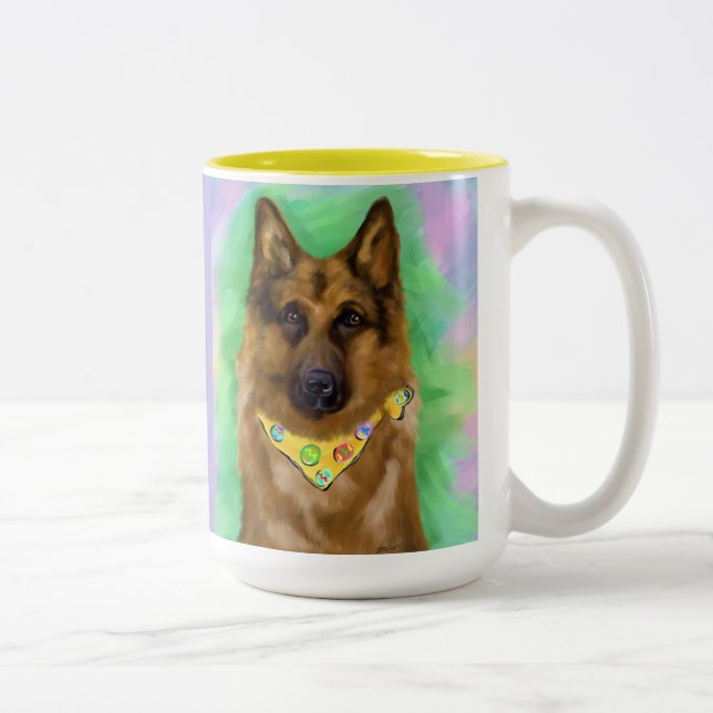 SCHÄFERHUND Två-Tonad MUGG (Höger)