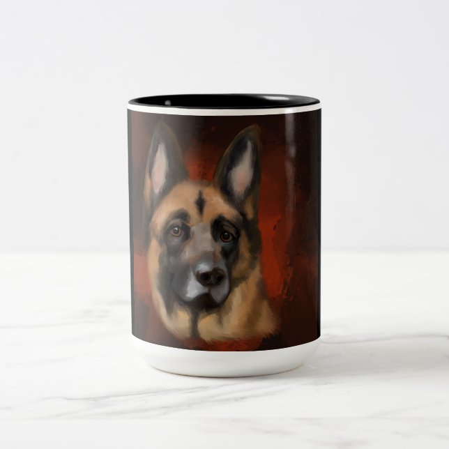 SCHÄFERHUND Två-Tonad MUGG (Center)