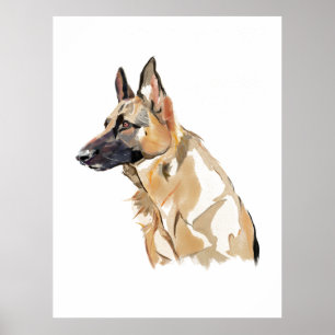 Schäferhund Väggkonst Affisch, Hundälskare Print
