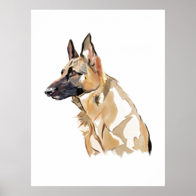 Schäferhund Väggkonst Affisch, Hundälskare Print (Framsidan)
