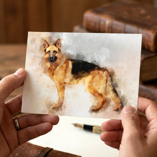 Schäferhund Vattenfärgskonsttryck Vykort