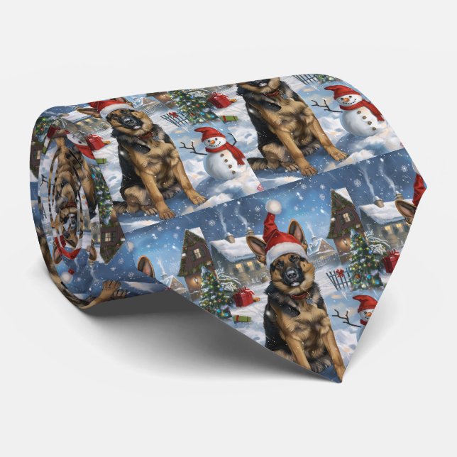 Schäferhund Vinterundret Julglädje Slips (Rullad)