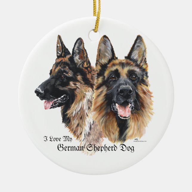 Schäferhundar Julgransprydnad Keramik (Framsidan)