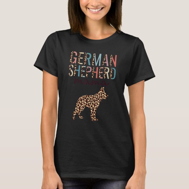 Schäferhunds Mamma Med Leopardtryck För Hund M T Shirt (Framsida)