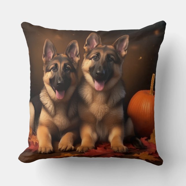 Schäferhundvalp Höstglädje Pumpa Kudde (Framsida)