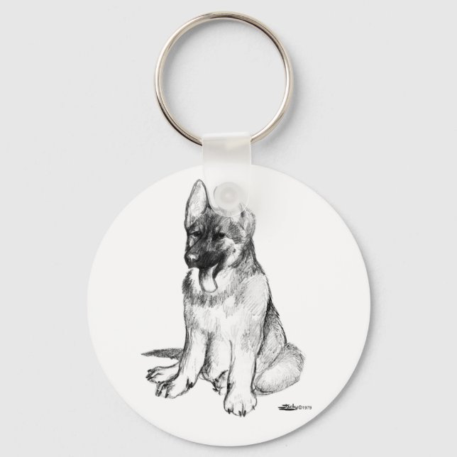 Schäferhundvalp Nyckelring (Framsida)