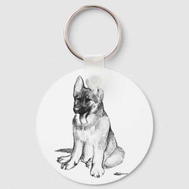Schäferhundvalp Nyckelring (Framsida)
