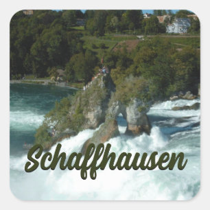 Schaffhausen Scenia Rhine Falls i Schweiz Fyrkantigt Klistermärke