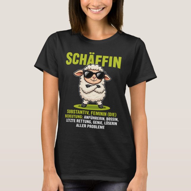 Schäffin - Roligt Fårdesign för Chefer T Shirt (Framsida)