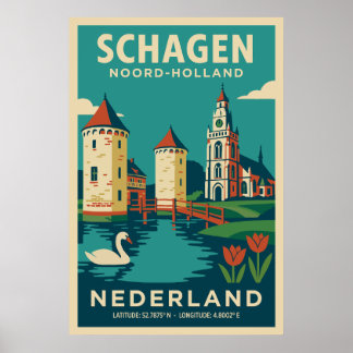 Schagen, Noord Holland - Nederländerna Resa Poster
