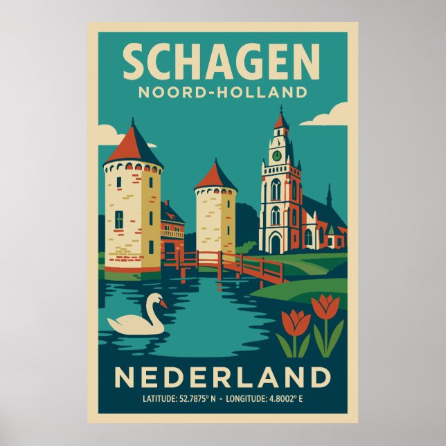 Schagen, Noord Holland - Nederländerna Resa Poster (Framsidan)