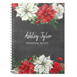 schalkboard poinsettias holly girly personlig anteckningsbok