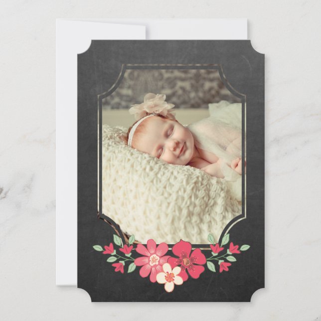 Schalkboard Rustic Blommigt Typography Sip N Se Inbjudningar (Framsida)